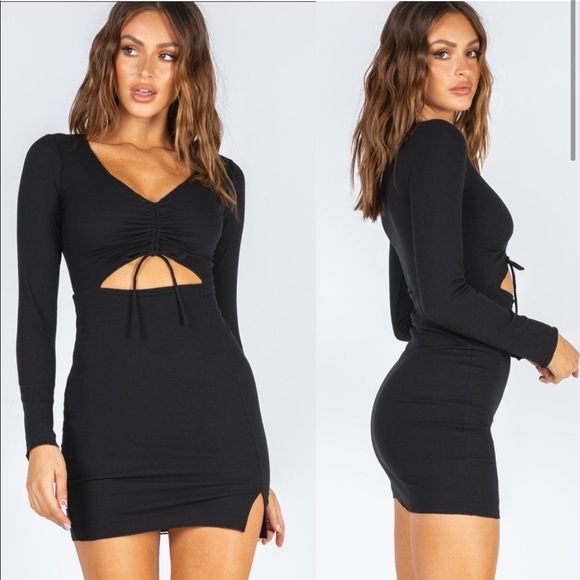 princess polly long sleeve black dress